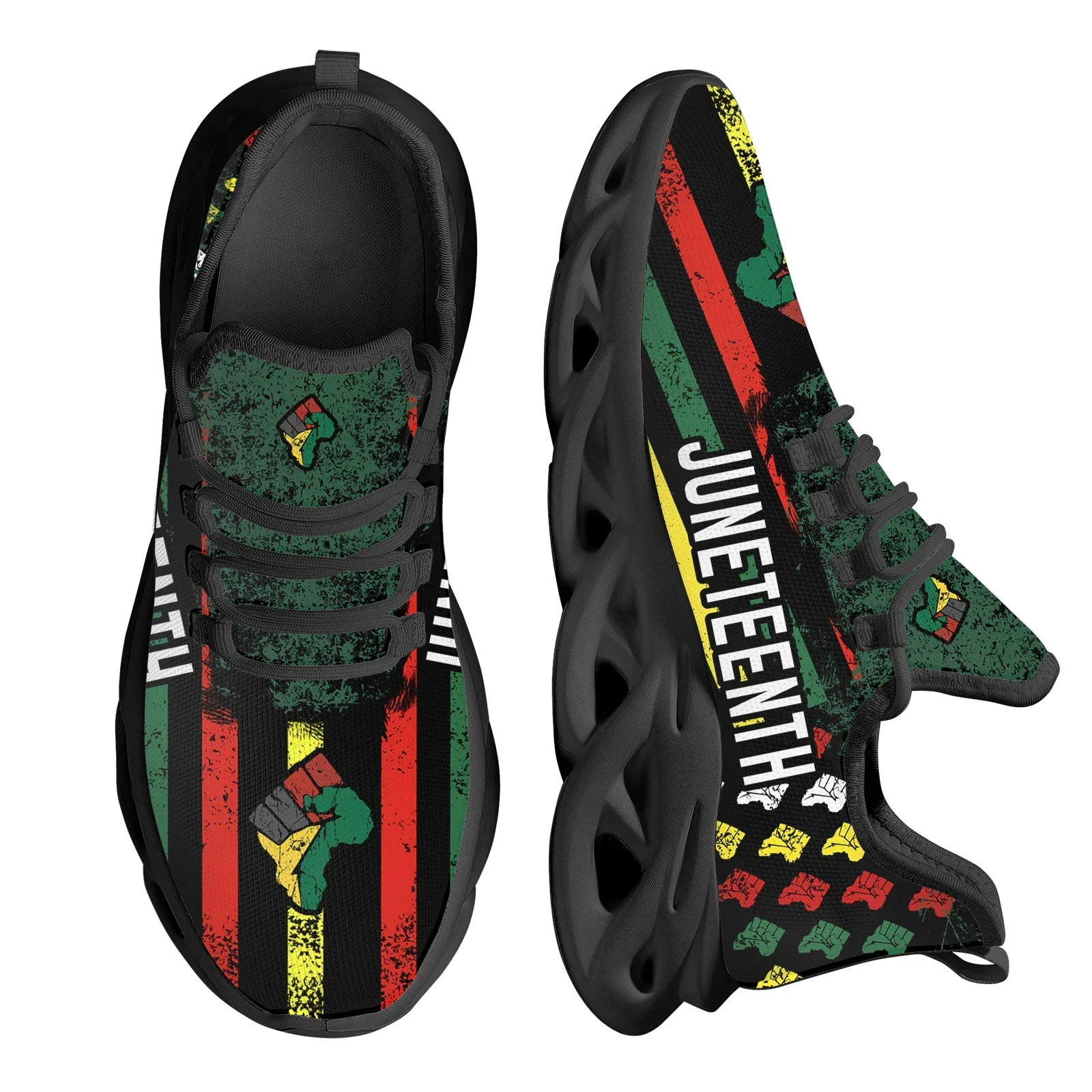 Breathable Mesh Athletic Shoes - أحذية رياضية شبكية مطبوعة من Juneteenth