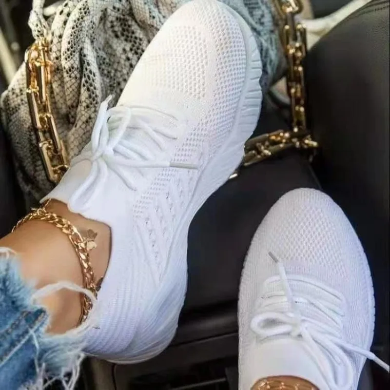 أحذية رياضية نسائية كاجوال محب - مراجعة Knit Fabric Lace Up Sneakers وسعره