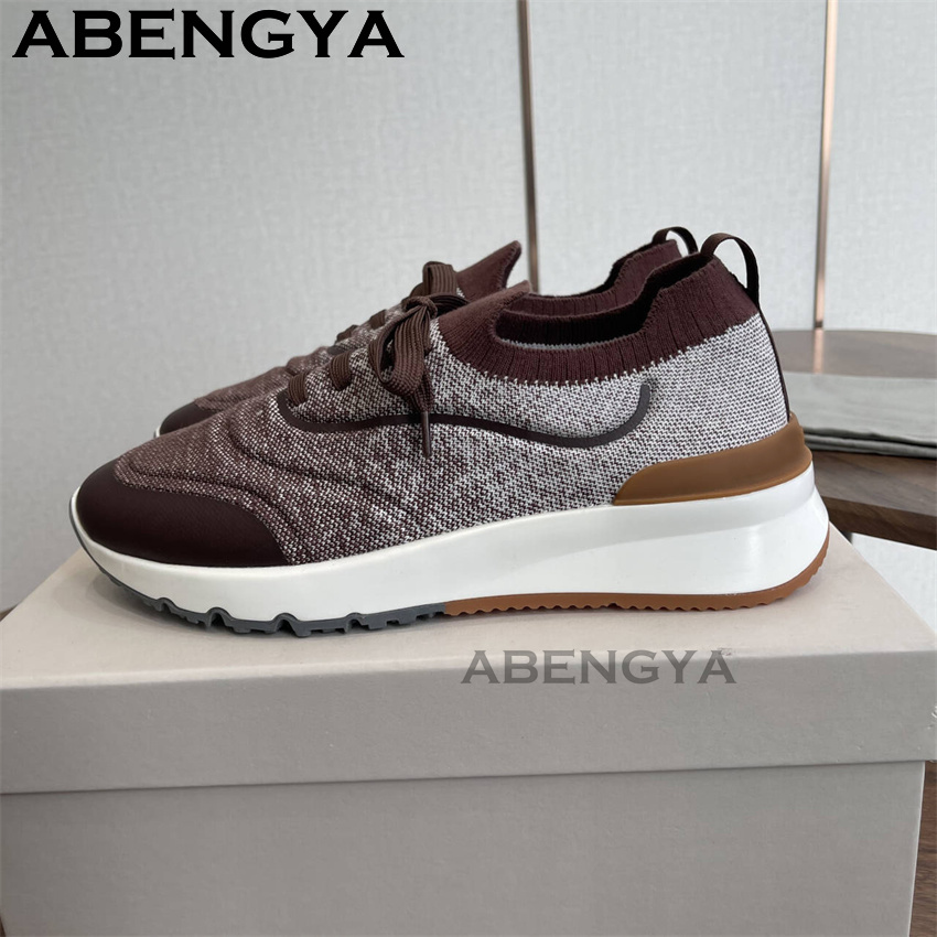 أحذية رجالية جديدة متعددة الأل - مراجعة Knit Fabric Lace Up Sneakers وسعره