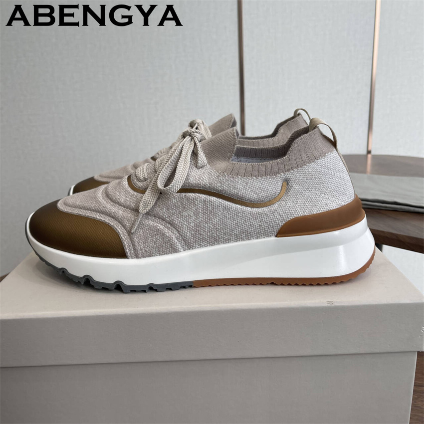 أحذية رجالية جديدة متعددة الأل - مراجعة Knit Fabric Lace Up Sneakers وسعره