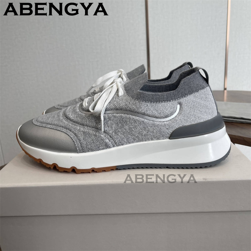 أحذية رجالية جديدة متعددة الأل - مراجعة Knit Fabric Lace Up Sneakers وسعره